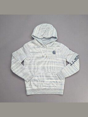 Carhartt Gray Striped Relaxed Fit Hoodie Small